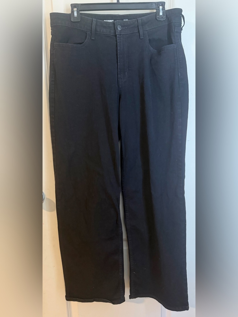 Old Navy women’s high rise wow wide‎ leg Straight Black Jeans Sz 14 boho goth
